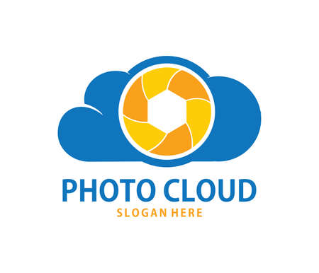 A vector online shutter camera photo gallery cloud storage logo design for web logo, application logo, icons, brand identity and moreのイラスト素材