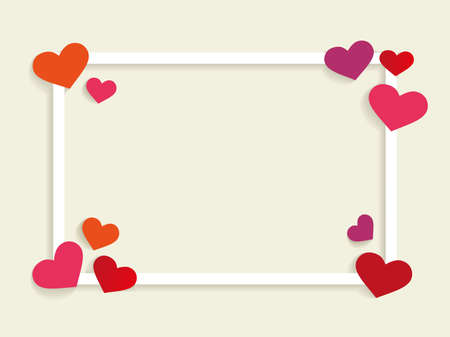square frame with heart shape in corner with valentine theme background cover vector design for gift card template, greeting card, wallpaper, web background and moreのイラスト素材
