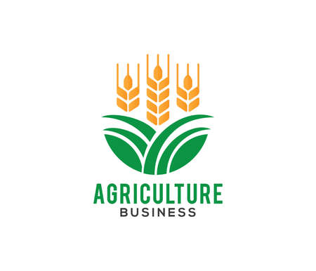 vector logo design and illustration of agriculture business, company, research, harvest, plant, technology, agronomy, filed, laboratoryのイラスト素材