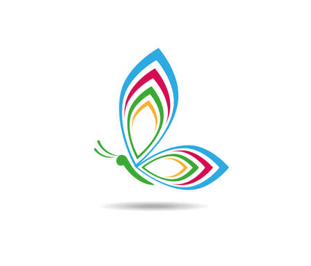 Beautiful graceful majestic colorful butterfly vector logo design for yoga, wellness, beauty salon, cosmetic and moreのイラスト素材