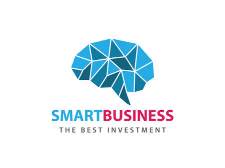 blue angular matrix smart brain vector logo design for smart business, intelligence research, smart application, advance technology and moreのイラスト素材