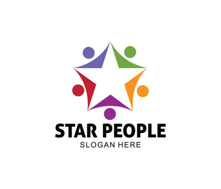 vector logo design for children schooling, community organization, sport competition, partnership solidarity family, leadership cooperation, child adoption orphanage, training camp.のイラスト素材