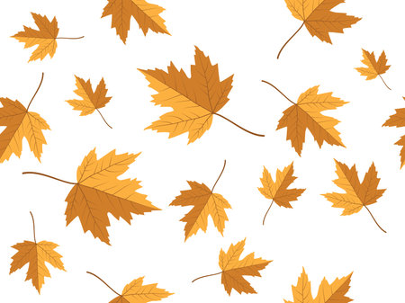 Yellow maple leaf vector seamless pattern for wallpaper, background, cover, greeting card, fabric textile.のイラスト素材