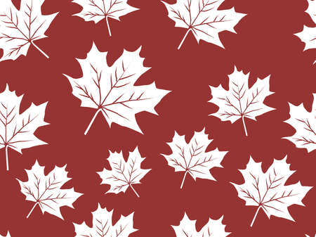 Maple leaf vector seamless pattern in red background for wallpaper, background, cover, greeting card, fabric textile.のイラスト素材