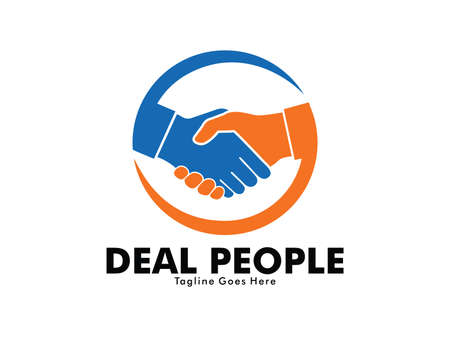 vector logo design of deal handshake sign meaning of friendship, partnership cooperation, business teamwork and trustのイラスト素材