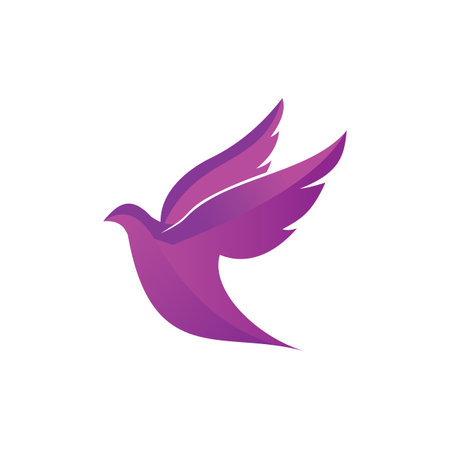 flying dove pigeon vector logo design symbol of peace and humanityのイラスト素材