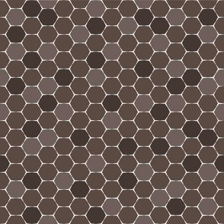 brown white line hexagon brick shape vector seamless pattern templateのイラスト素材