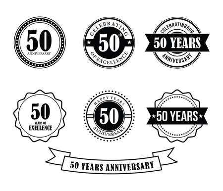 50 years anniversary badge emblem stamp vector set templateのイラスト素材
