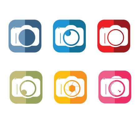 Camera icon on rounded-square frame on various colors.のイラスト素材