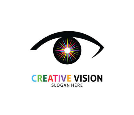 Colorful optical technology eye future vision vector logo design templateのイラスト素材