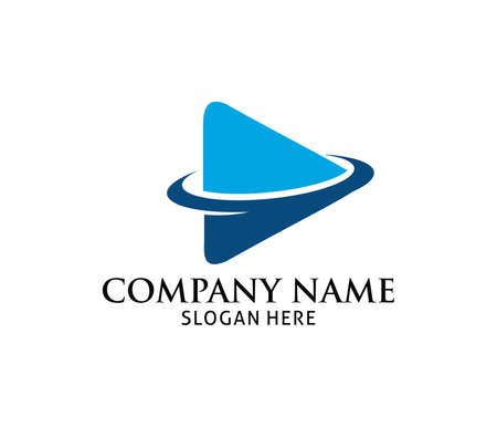 Blue dynamic multimedia play application vector logo design template.のイラスト素材