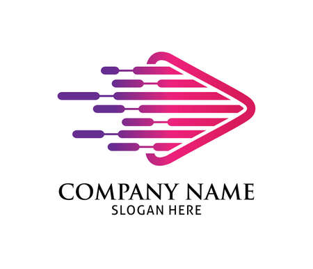 Purple pink dynamic multimedia play application vector logo design template.のイラスト素材