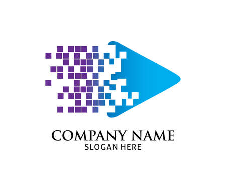Pixel forward multimedia play application vector logo design template.のイラスト素材