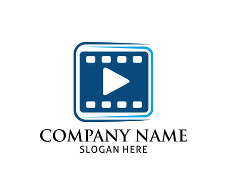 Film strip with multimedia play icon application vector logo design.のイラスト素材