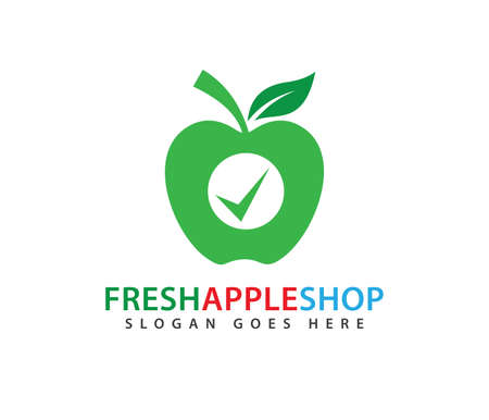 Fresh green certified apple fruit vector  design template.のイラスト素材