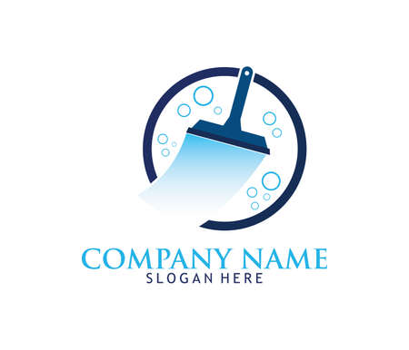 Professional cleaning washing service household maintenance vector logo designのイラスト素材