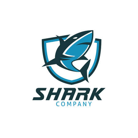 mascot shark electronic sport game vector logo design templateのイラスト素材
