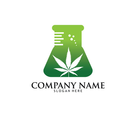 Medical marijuana cannabis drug pharmacy laboratory vector logo design templateのイラスト素材