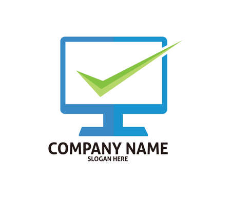 Computer monitor image with check icon illustrationのイラスト素材
