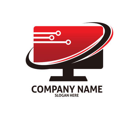 Computer monitor with red chips icon image illustrationのイラスト素材