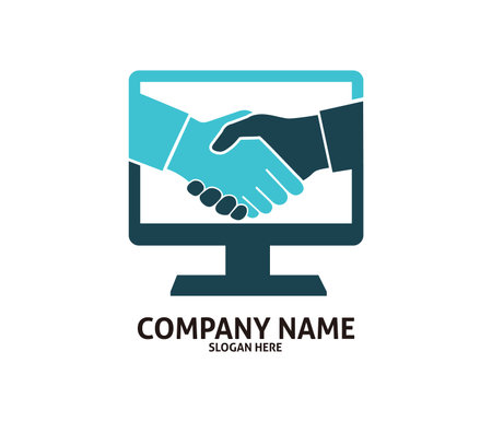 Computer monitor with shaking hands icon image illustrationのイラスト素材