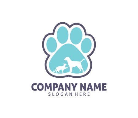 Pet cat dog clinic shop adoption vector icon design template.のイラスト素材