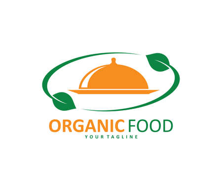 Green healthy food diet bistro cafe restaurant vector icon design template.のイラスト素材