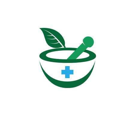 herbal pharmacy medical treatment medicine clinic vector logo design templateのイラスト素材