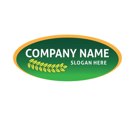 label leaf natural green food vector logo design templateのイラスト素材