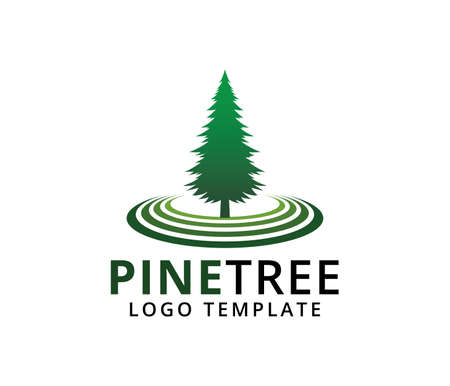 pine tree hotel resort woods golf course park vector logo design templateのイラスト素材
