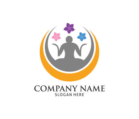 yoga sport icon vector logo design templateのイラスト素材