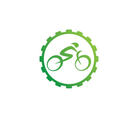 green abstract bicycle icon or vector logo design templateのイラスト素材