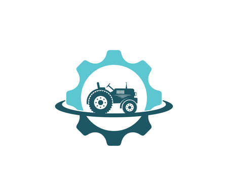 tractor agriculture farm field tool vector icon logo design templateのイラスト素材