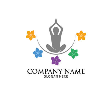 yoga sport icon vector logo design templateのイラスト素材