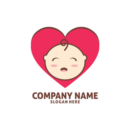 love shape happy baby shop vector icon logo design templateのイラスト素材
