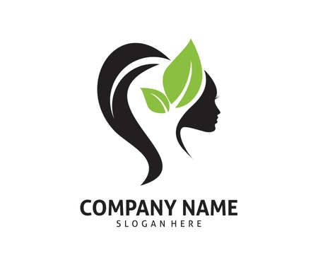 women beauty healthy natural treatment care vector icon logo design templateのイラスト素材