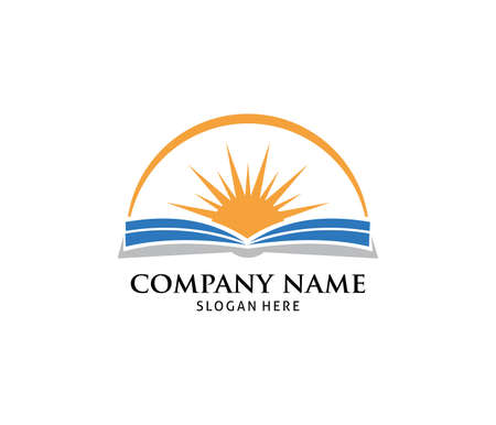sun shine book vector icon logo design templateのイラスト素材