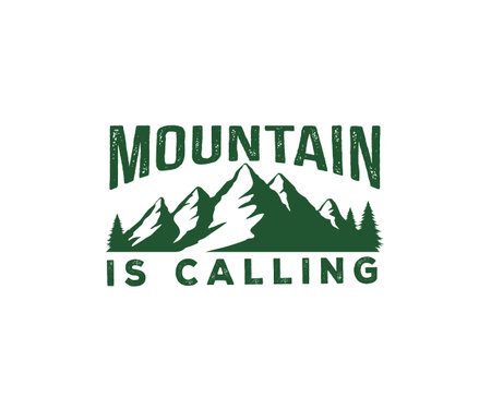 mountain is calling vector sign sticker design templateのイラスト素材
