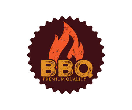 BBQ barbecue vector icon emblem logo design templateのイラスト素材