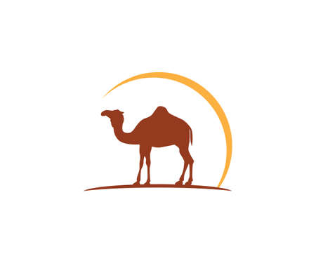 camel and sun vector icon logo design templateのイラスト素材