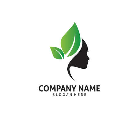 women beauty healthy natural treatment care vector icon logo design templateのイラスト素材