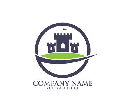 castle fortress stronghold vector icon logo design templateのイラスト素材