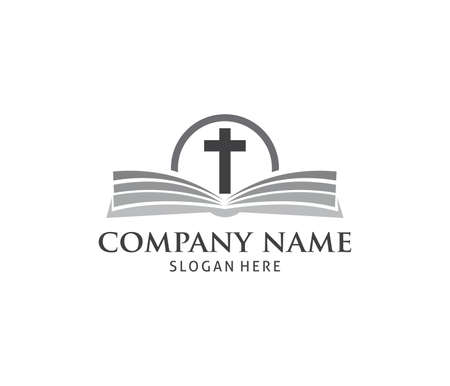 christian holy book vector icon logo design templateのイラスト素材
