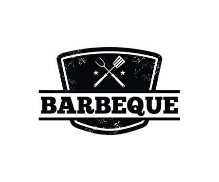 BBQ barbecue vector icon emblem logo design templateのイラスト素材