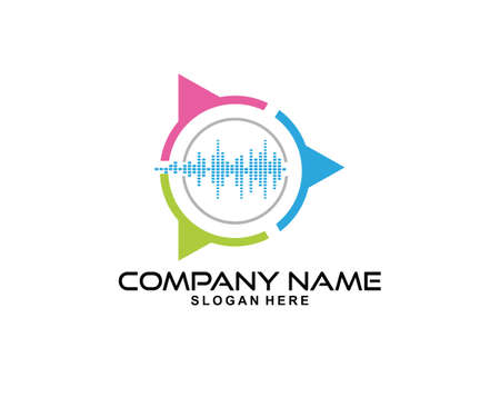 music and video media record vector icon logo design templateのイラスト素材