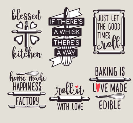 fun cute baking quote printable vector design template setのイラスト素材