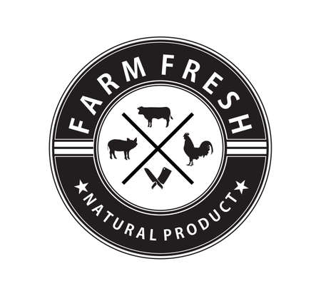 Natural farm meat butchery vector brand label identity design templateのイラスト素材