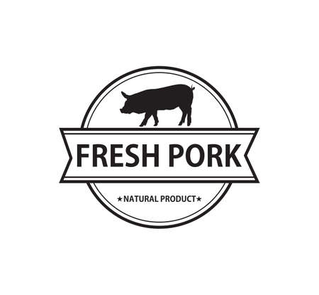 Fresh pork meat butchery vector brand label identity design templateのイラスト素材