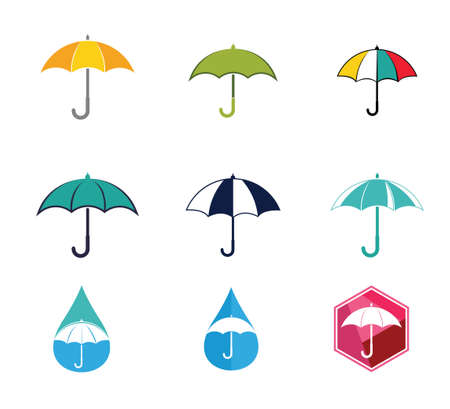 umbrella weather vector logo design templateのイラスト素材