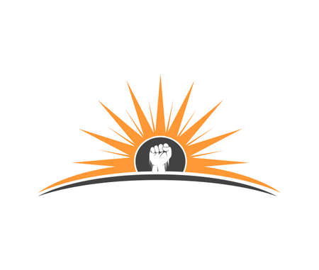 hand fist inside the sun vector  design templateのイラスト素材